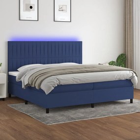 Letto a Molle Materasso e LED Blu 200x200cm in Tessuto