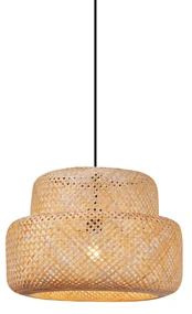 Lampada a sospensione Japandi nera con bambù - Kea