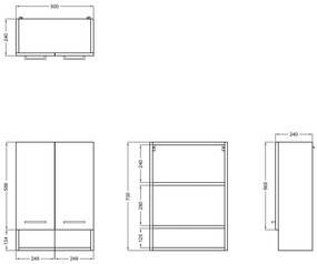 Colavene specchio contenitore 50x24 H.70 doppia anta con ripiani interni bianco