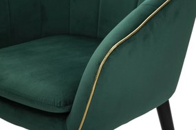 Poltrona Paris 62x58x78 cm in Legno Spugna Metallo e Poliestere Verde e Oro...