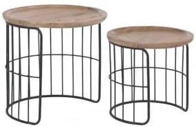 Tavolini Impilabili in legno riciclato Ound Style Nero - Sklum
