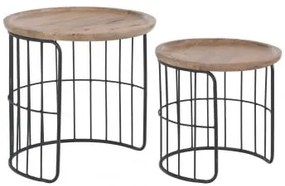 Tavolini Impilabili In Legno Riciclato Ound Style Nero - Sklum