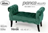 Panca scendiletto in velluto verde cm 100x 40 x 61 h