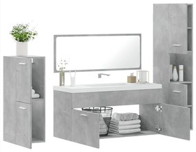 Set mobili da bagno 4 pz grigio cemento in legno multistrato