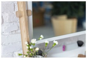 Comodino bianco con cassetto e specchio Leno - Ragaba