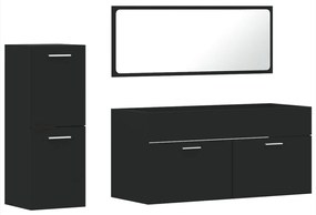 Set mobili da bagno 3 pz nero in legno multistrato