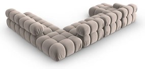 Divano angolare componibile in marrone chiaro (con penisola a destra/a U) con rivestimento in velluto Bellis – Micadoni