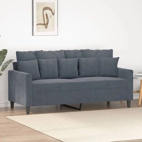 Divano A 2 Posti Grigio Scuro140 Cm İn Velluto /