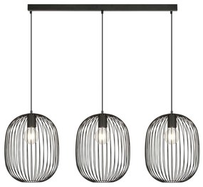 Lampadario Moderno Lugh Acciaio Nero 3 Luci E27 Ip20