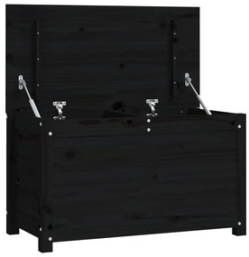 Contenitore portaoggetti nero 80x40x45,5cm legno massello pino