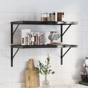 Mensole A Muro 2 Pz 75x40x3 Cm Nero İn Acciaio Inossidabile /