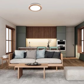 Plafoniera LED per bagno, 24 W, 230 V, Ø 39 cm, IP44, rovere