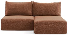 Divano angolare color mattone allungabile/con contenitore (con penisola a destra) Kalena – Makamii