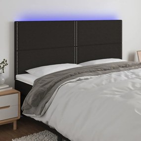 Testiera A Led Nera 160x5x118/128 Cm İn Tessuto /