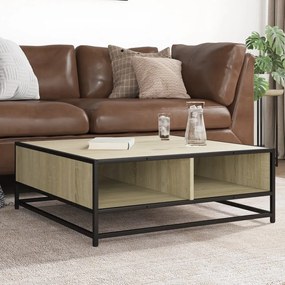 Tavolino Rovere Sonoma 80x80x30 Cm İn Truciolato E Metallo /