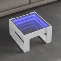 Tavolino da Salotto con LED Infinity Bianco 50x53x30 cm 847623