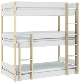 Letto da bambini a castello bianco/di colore naturale 90x190 cm Valka – Marckeric