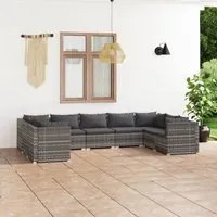 Set Divani da Giardino 9 pz con Cuscini in Polyrattan Grigio cod mxl 40420