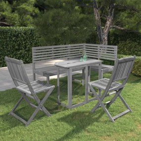 Set da bistrot 4 pz in legno massello di acacia grigio