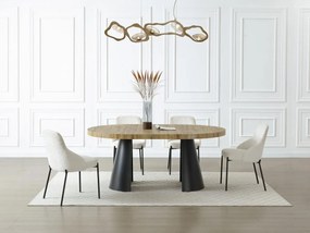 Tavolo da pranzo allungabile da 4 a 12 persone in MDF e Metallo Nero Naturale chiaro - JARELIA