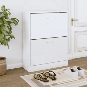 Scarpiera Bianco Lucido 63x24x81 Cm İn Legno Multistrato /