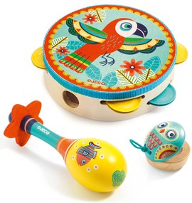 Animambo set - un tamburello, una maraca e una nacchera