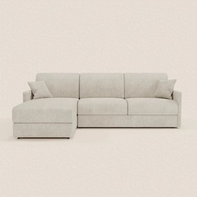 TOMMY Divano Letto con penisola contenitore - design minimal e sfoderabile in tessuto smacchiabile simil cotone T33