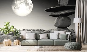 Carta da parati – Pietre in luce lunare in bianco e nero