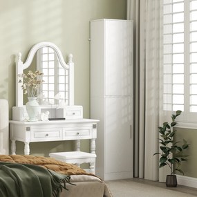 Mobile da Bagno a Colonna 40x35x180 cm con 2 Armadietti in Legno Bianco...