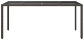 Tavolo giardino marrone 190x90x75cm vetro temperato polyrattan