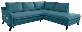 Divano letto angolare turchese L, angolo destro Charming Charlie - Miuform