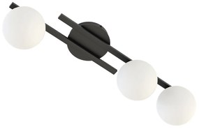 Plafoniera Moderna Nettuno Acciaio Nero Vetro 3 Luci E14 Ip20