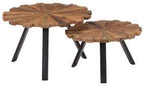 Tavolini Da Salotto 2 Pz İn Legno Massello Di Recupero /