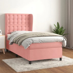 Giroletto A Molle Con Materasso Rosa 80x200 Cm İn Velluto /
