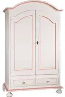 Armadio 2 ante legno shabby bianco e rosa 125x61x200