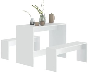 Set da pranzo 3 pz bianco in legno multistrato