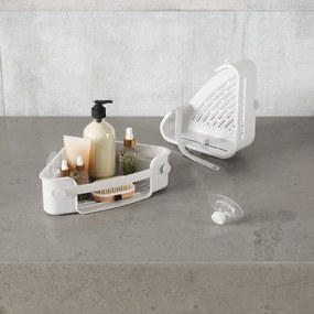 Mensola angolare per bagno bianca in plastica riciclata senza foratura Flex - Umbra