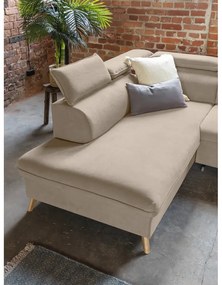 Divano letto angolare in velluto beige a "U" (angolo sinistro) Sweet Harmony - Miuform