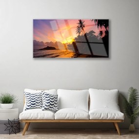Quadro acrilico Mare, sole, palme, paesaggio 100x50 cm