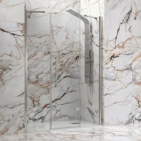 Porta doccia 150cm battente con 2 laterali finitura acciaio spazzolato | KT6000AC - KAMALU