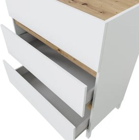 Cassettiera A 3 Cassetti 80x41x90 Design Moderno Tempus Bianca E Rovere Nodi