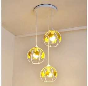 Lampadario a sospensione per bambini STARS 3xE27/15W/230V giallo/bianco
