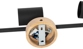 Faretto moderno nero con legno orientabile 3 luci - Jeana