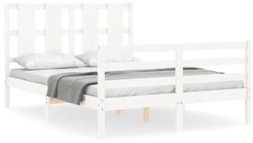 Giroletto con testiera bianco 140x200 cm in legno massello