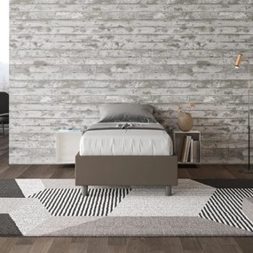 Letto singolo contenitore imbottito 80x200 similpelle cappuccino Azelia