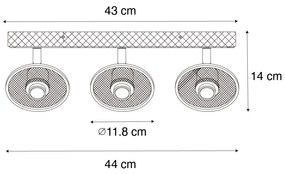 Faretto da soffitto industriale nero con legno 3 luci - Jasmine