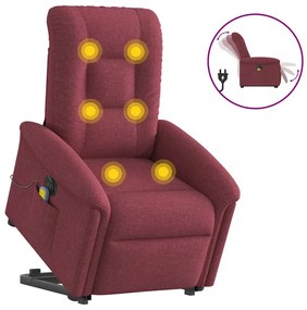 Poltrona Alzapersona Massaggiante Elettrica Rosso Vino Tessuto /