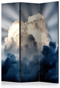 Paravento design Raggi nel cielo (3 parti) - sole luminoso tra le nuvole temporalesche