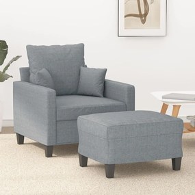 Poltrona Con Poggiapiedi Grigio Chiaro 60 Cm İn Tessuto /