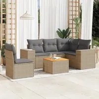 Set Divano da Giardino 6 pz con Cuscini Beige in Polyrattan 3225450